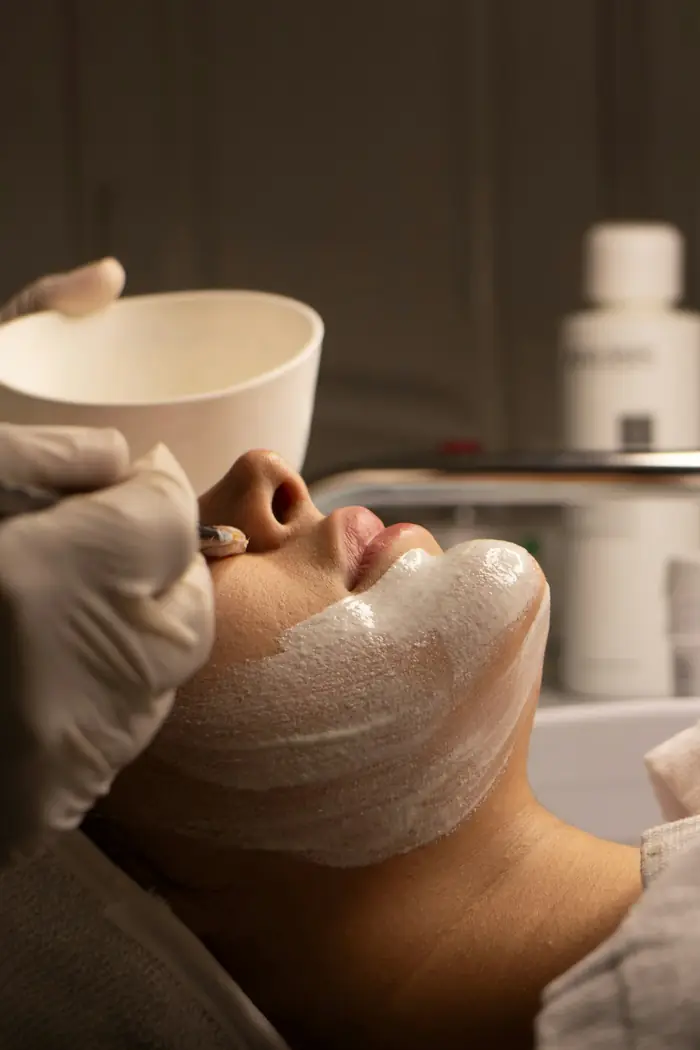 A calm facial treatment with a cream mask